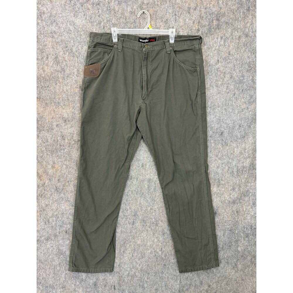 Wrangler Pants Men 42 Green Workwear Ripstop Cargo Cotton Riggs 42x34